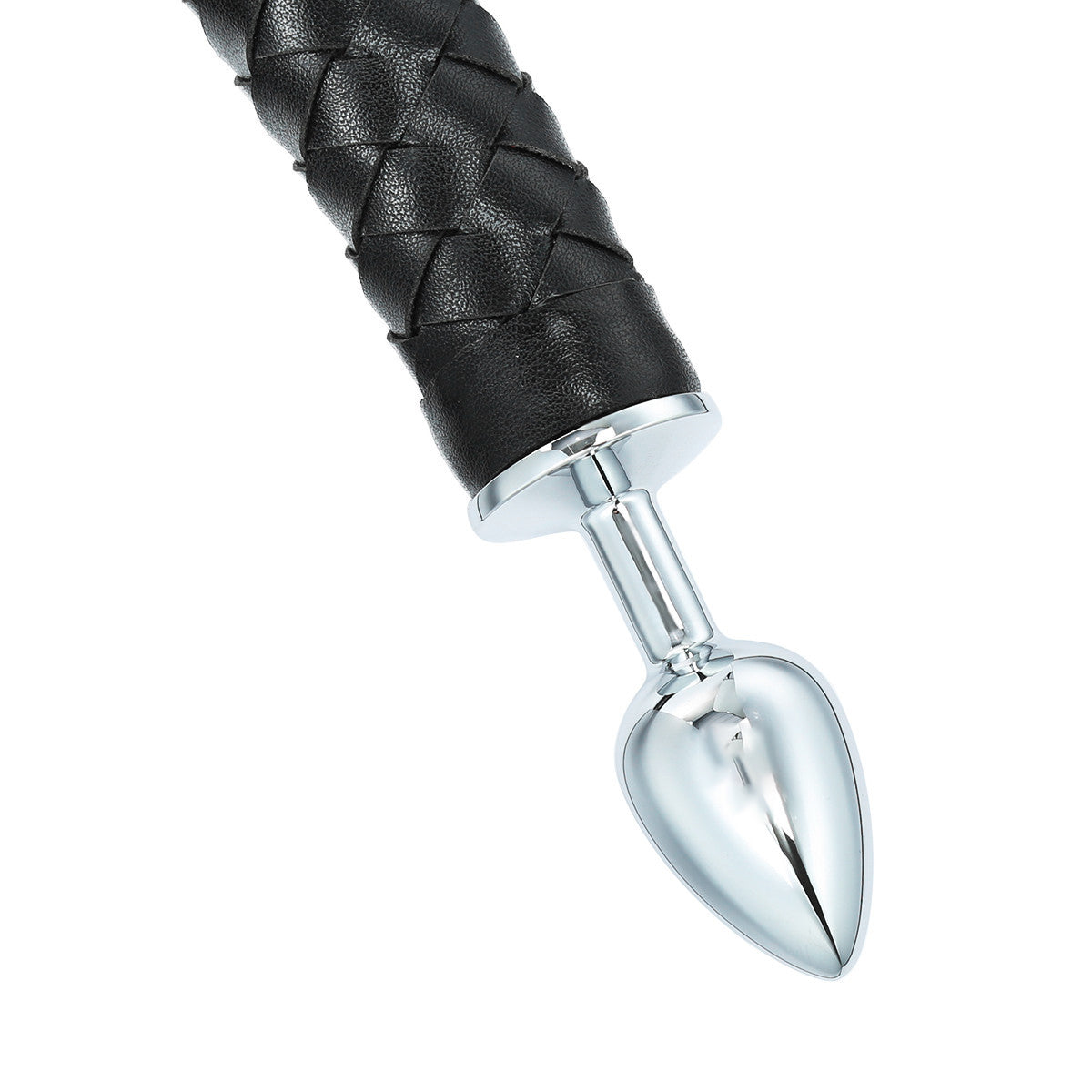 Black Devil Braided PU Leather Tail Stainless Butt Plug