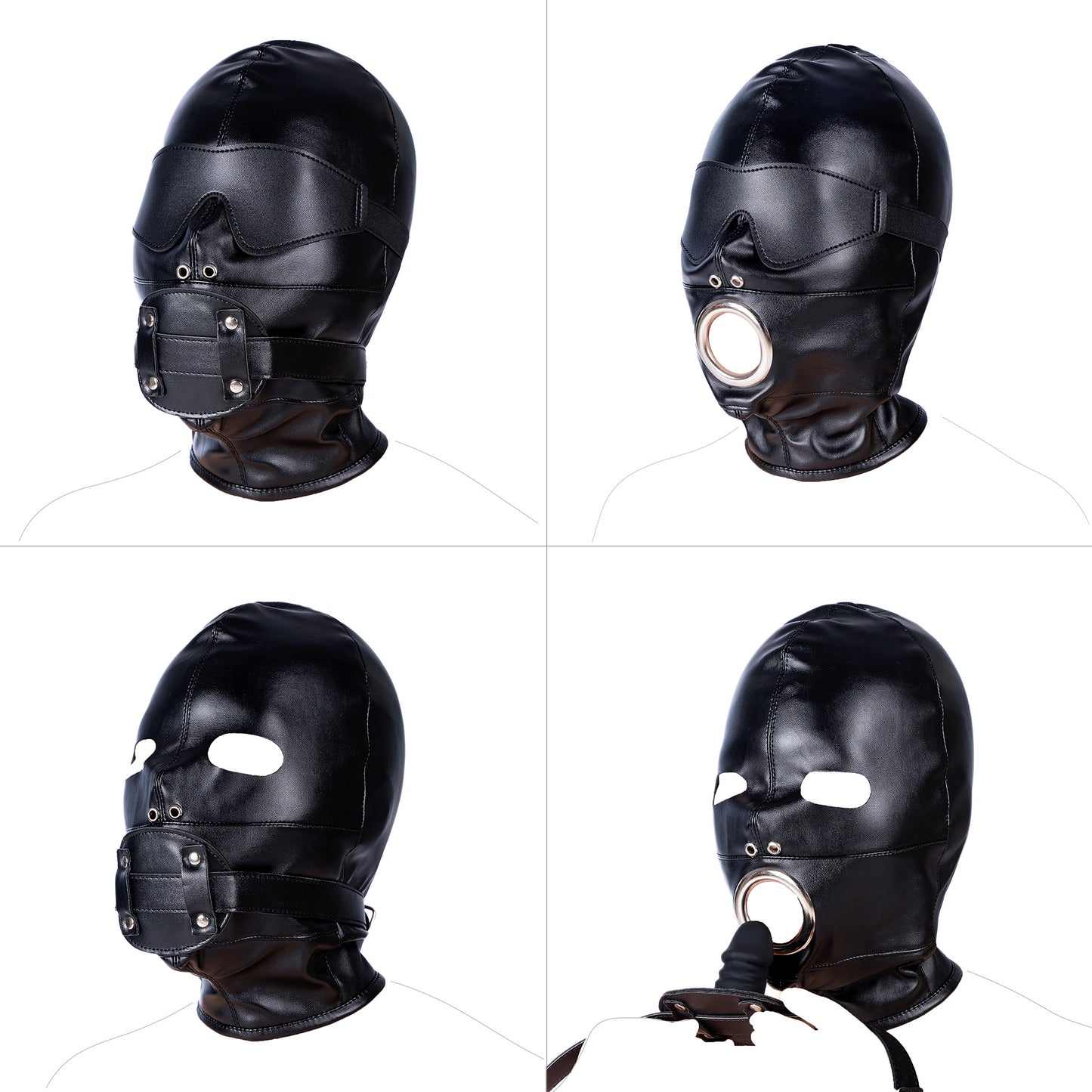 Total Lockdown Bondage Hood with Removable Blindfold and Dildo Gag