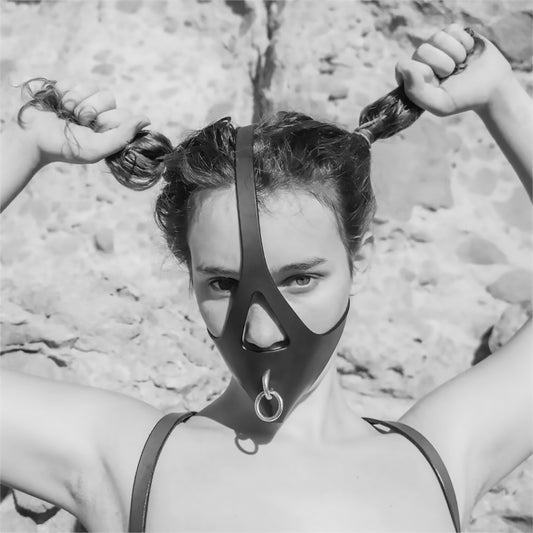 Half Hood Head Bondage Muzzle Mask with Leash