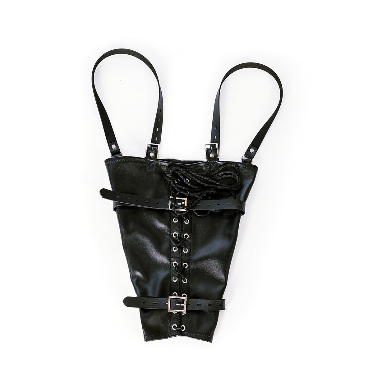 BDSM Back Bondage Leather Lace Up Adjustable Armbinder Restraint Black/White/Red/Rosered