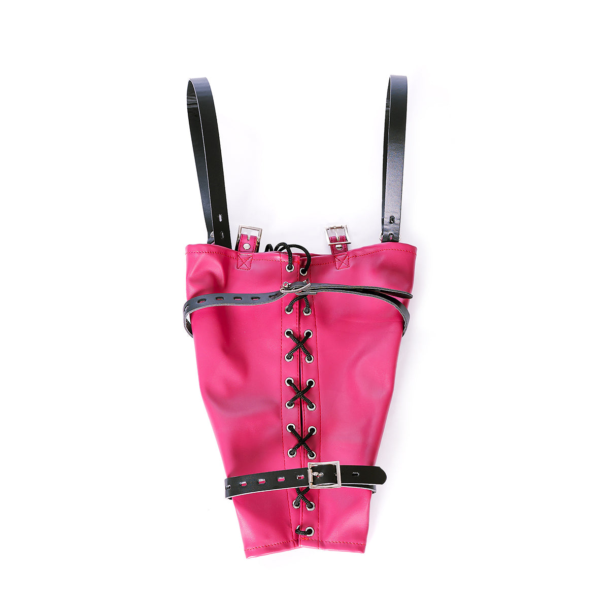 BDSM Back Bondage Leather Lace Up Adjustable Armbinder Restraint Black/White/Red/Rosered