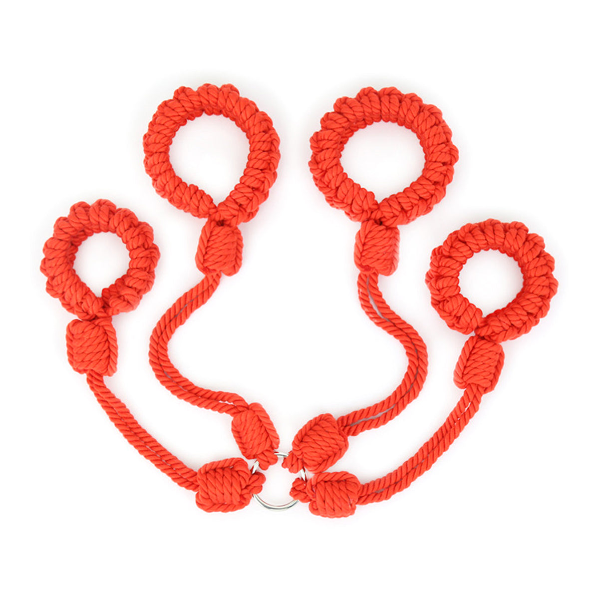 No-Escape Cotton Rope Wrist & Ankle Cuffs Set Red – Soft to Touch, Hard to Resist