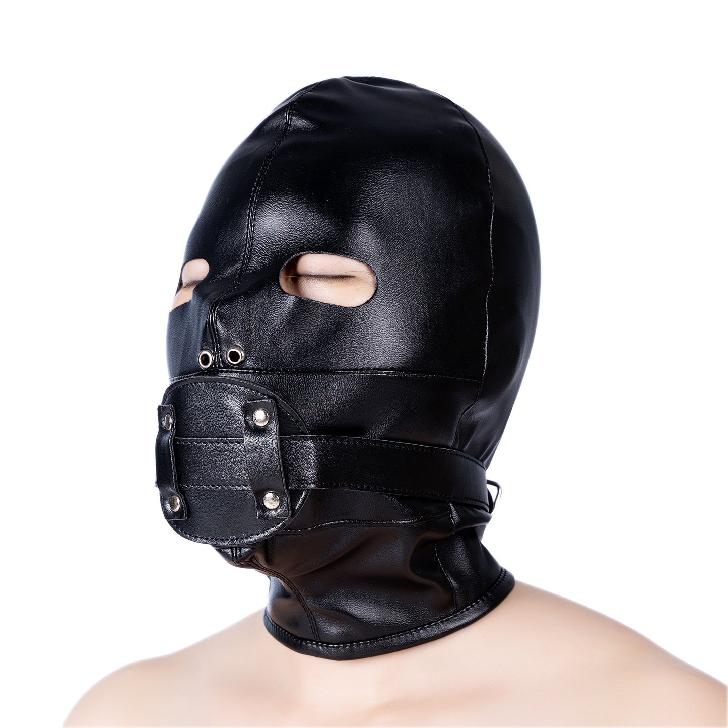 Total Lockdown Bondage Hood with Removable Blindfold and Dildo Gag