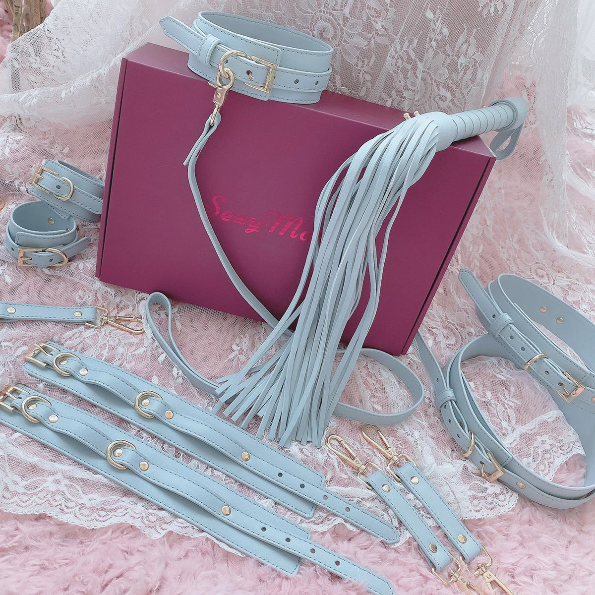 Sexy Elegant Pastel Blue BDSM Bondage 8-Piece Set