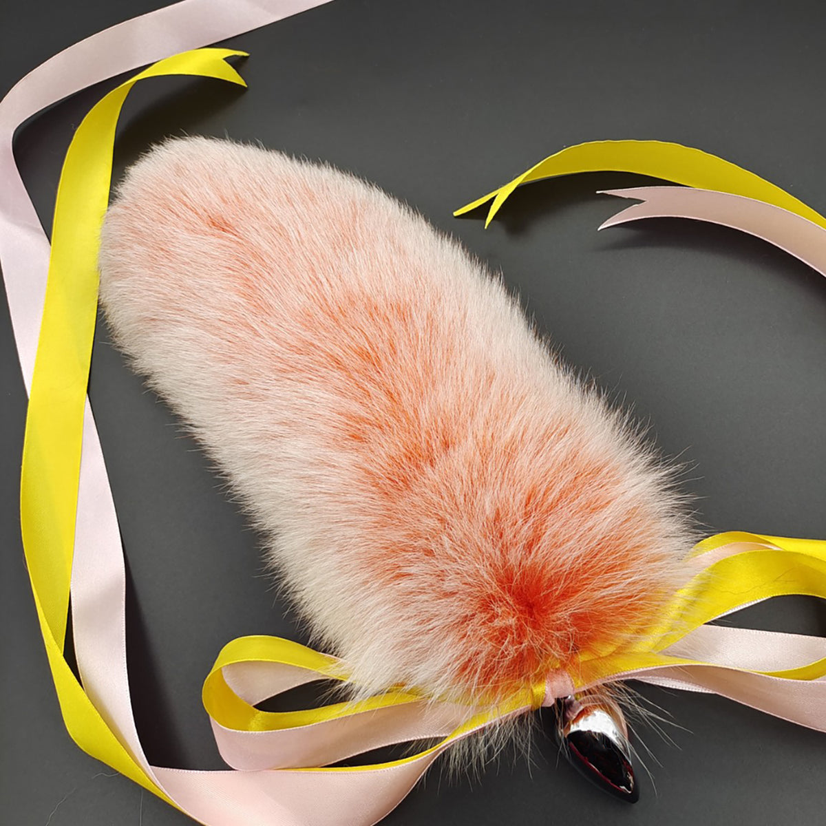 Detachable Elegant Fluffy Fox Tail Anal Butt Plug Orange & White