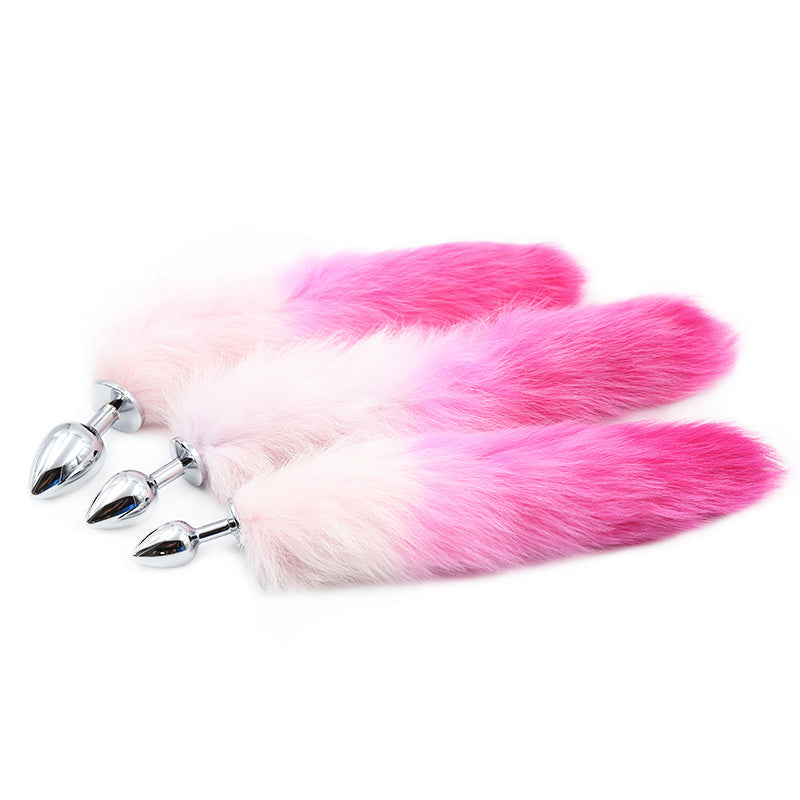 Pink Gradient Fox Tail Metal Butt Plug S/M/L