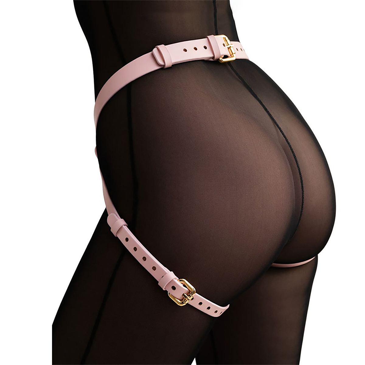 Lesbian Pants with Dildo Pink Vegan Leather Strap on Harness