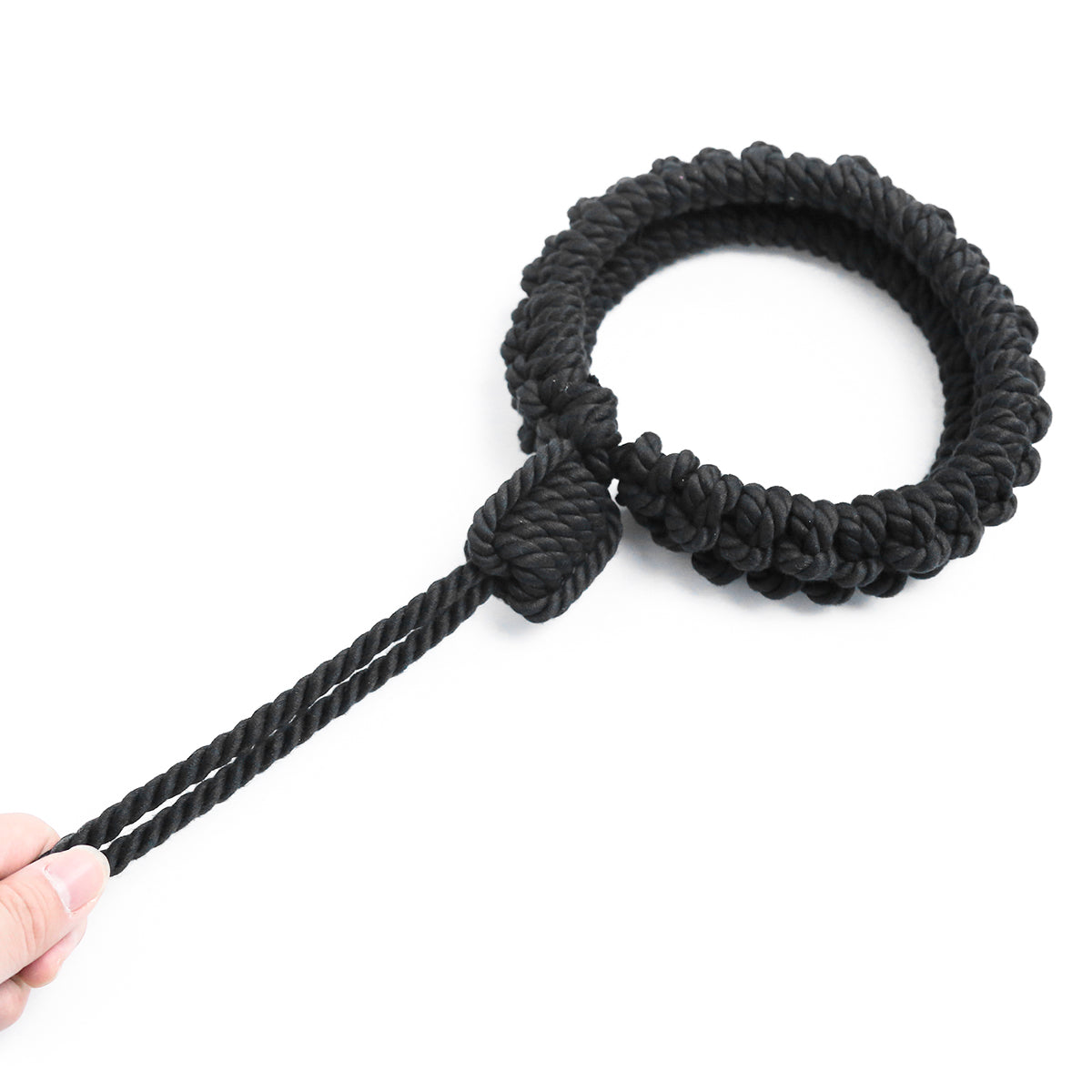 Handmade Cotton Rope Collar with Leash Black – Soft Kinky Restraint for Bondage