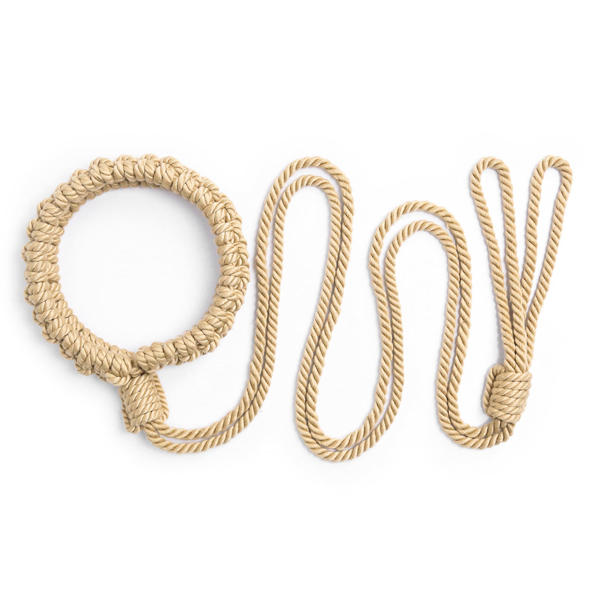 Shibari Cotton Rope Collar with Leash Beige