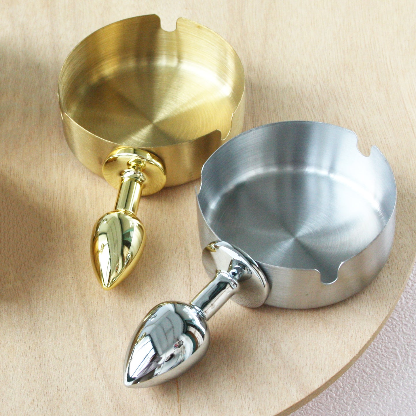 BDSM Stainless Steel Ashtray Anal Butt Plug 1.8cm/2.2cm/2.8cm/3.2cm