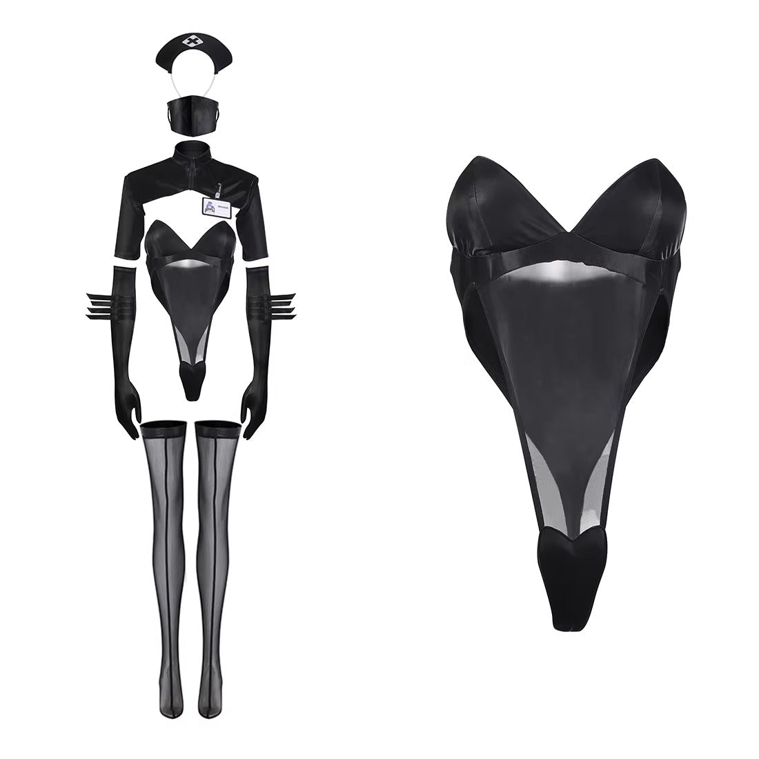 Azur Lane Mogador Dark Nurse High-Leg Bodysuit Cosplay Set with Mask