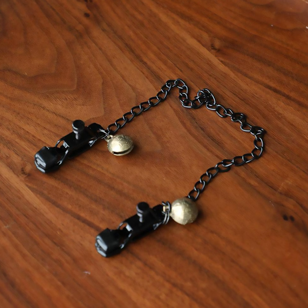BDSM Chain Nipple Clamps with Elegant Brass Bells – Sensory Pleasure & Sound