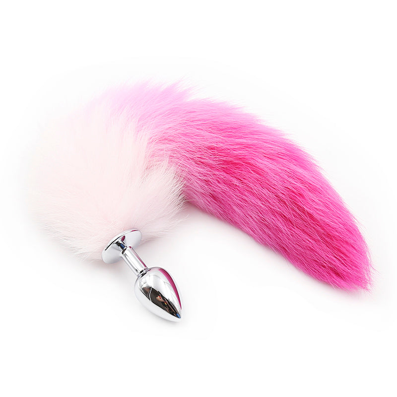 Pink Gradient Fox Tail Metal Butt Plug S/M/L