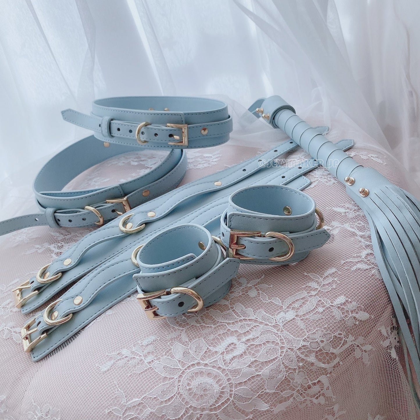 Sexy Elegant Pastel Blue BDSM Bondage 8-Piece Set