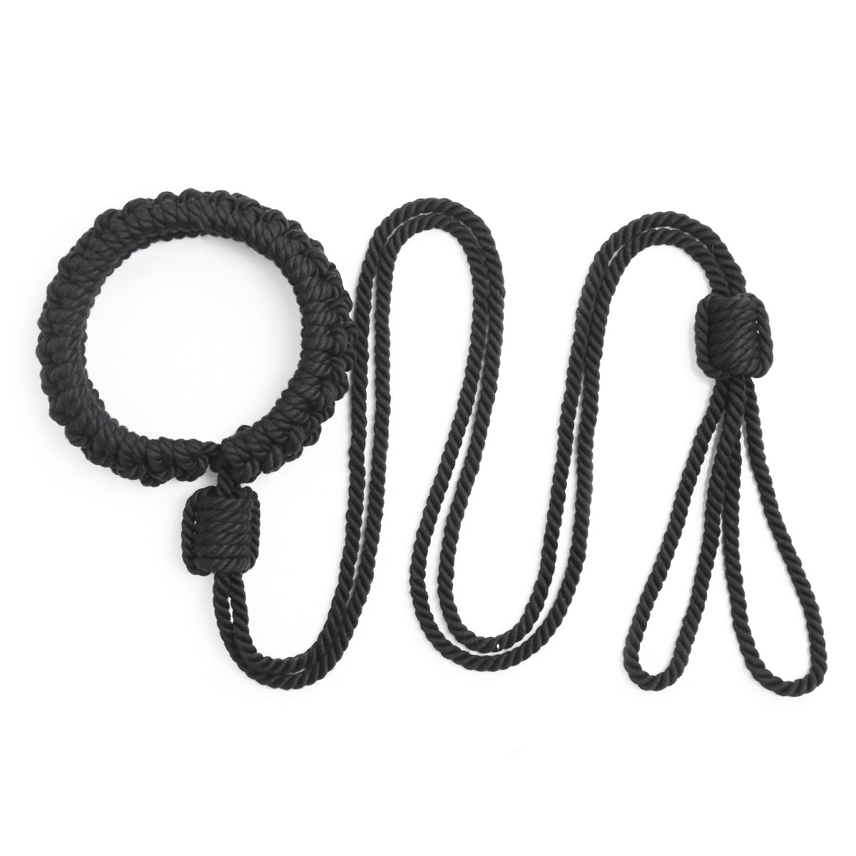 Handmade Cotton Rope Collar with Leash Black – Soft Kinky Restraint for Bondage