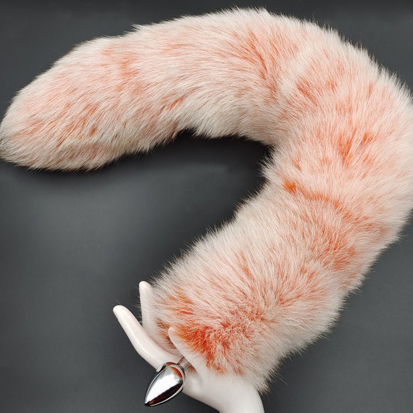 Detachable Elegant Fluffy Fox Tail Anal Butt Plug Orange & White