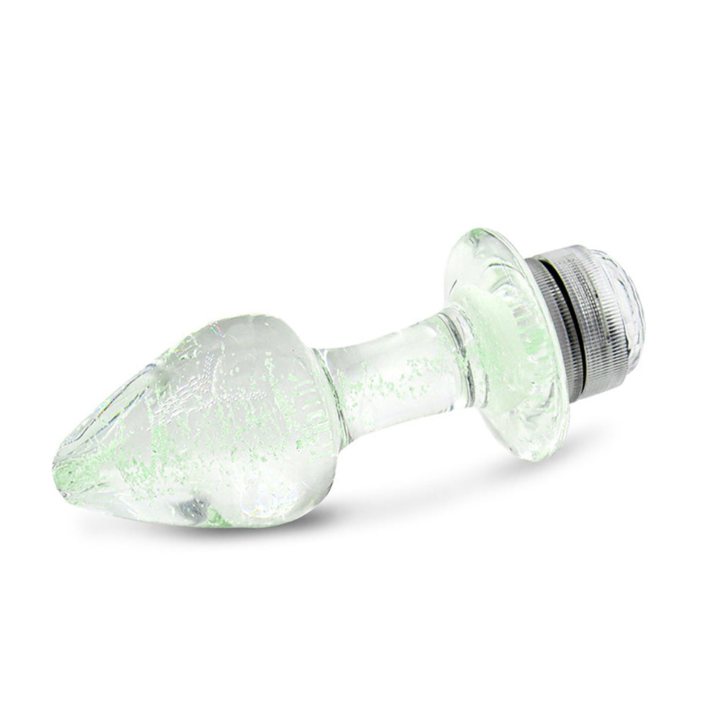 Vibrant LED Light Up Glass Butt Plug with Remote Control S/M/L
