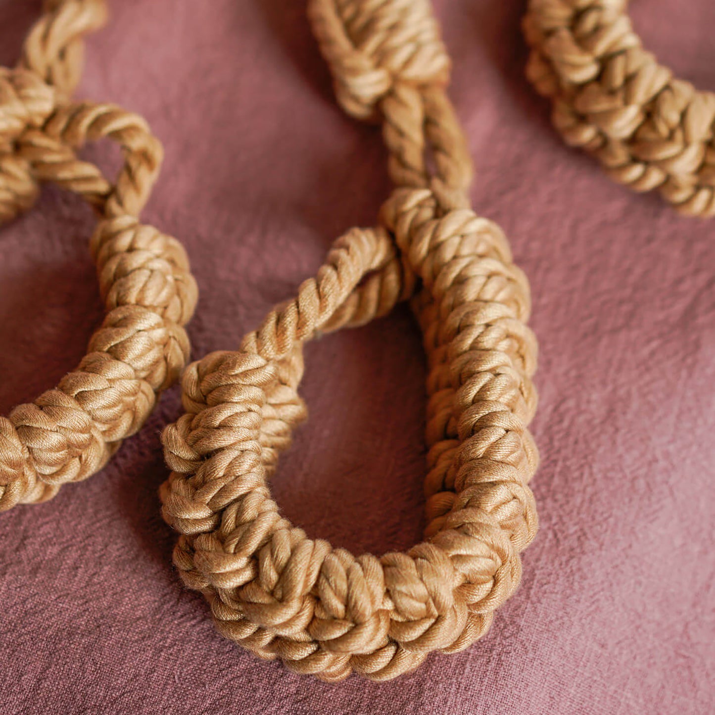 Soft Rope Bondage Collar to Wrist Restraint Set Beige