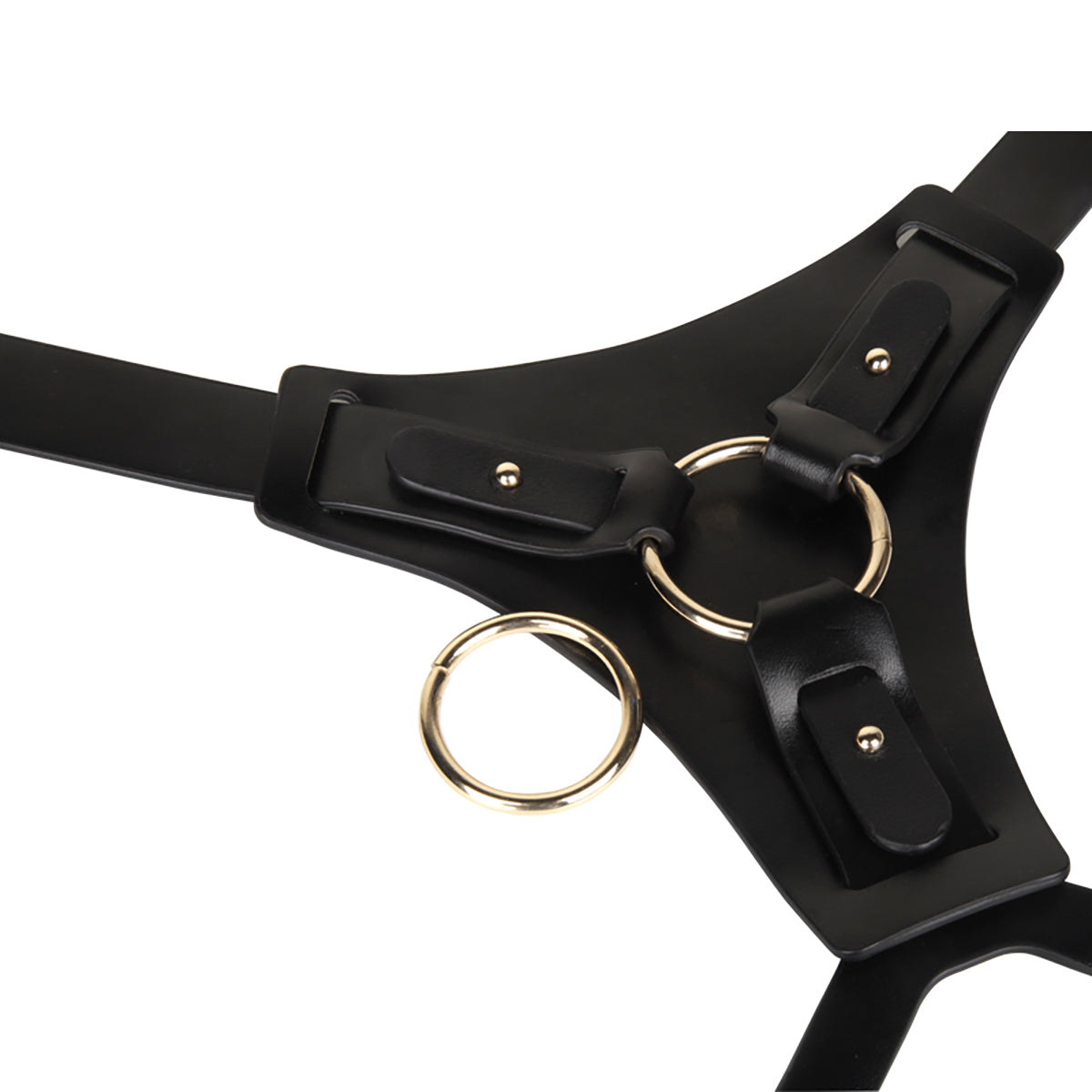 Lesbian Pants with Clear Dildo Black Vegan Leather Strap On Harness