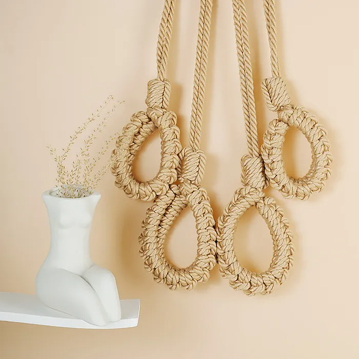 No-Escape Handcrafted Cotton Rope Cuffs - Soft Restraint Set (Beige)
