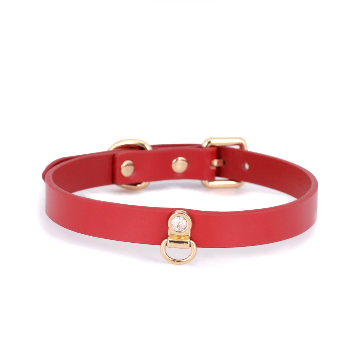 Handmade Shining Stone BDSM Leather Bondage Choker with Leash 4-colors