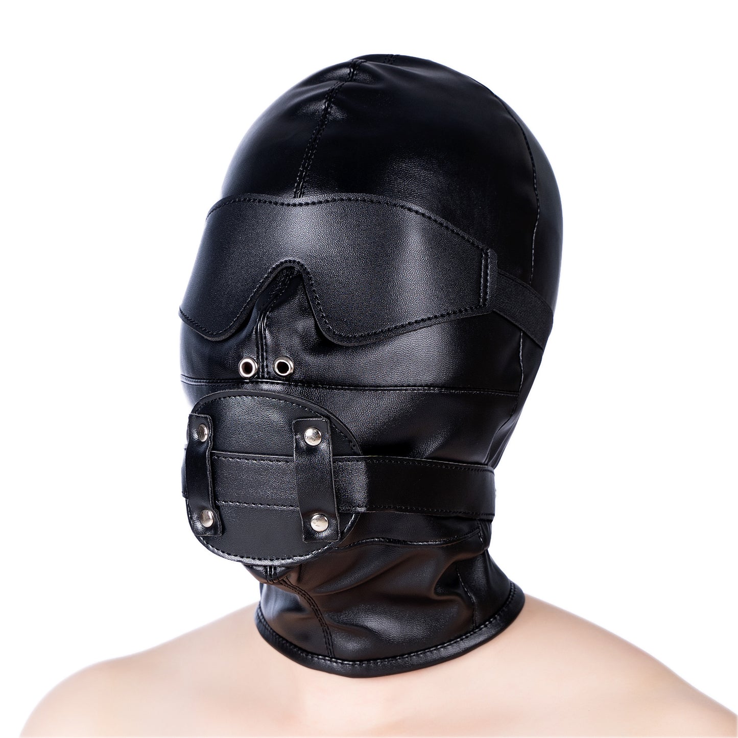 Total Lockdown Bondage Hood with Removable Blindfold and Dildo Gag