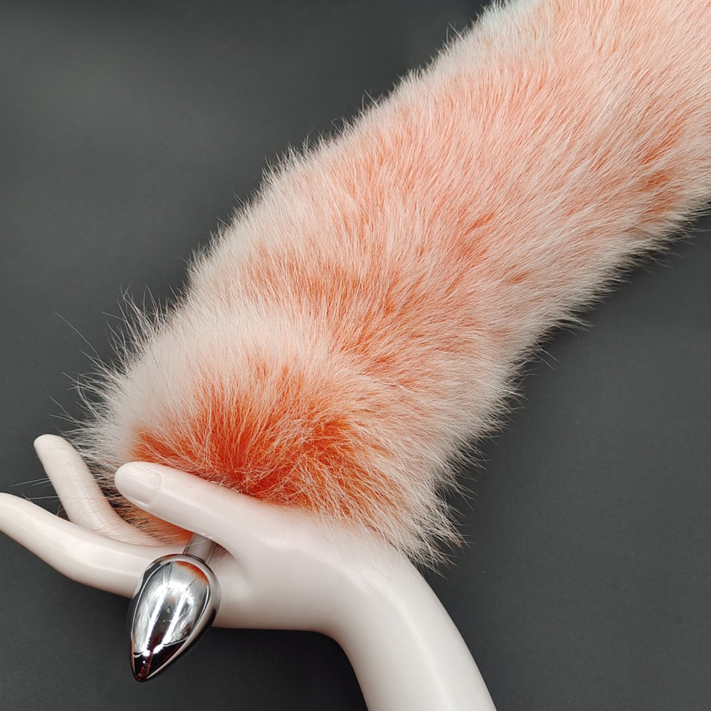 Detachable Elegant Fluffy Fox Tail Anal Butt Plug Orange & White