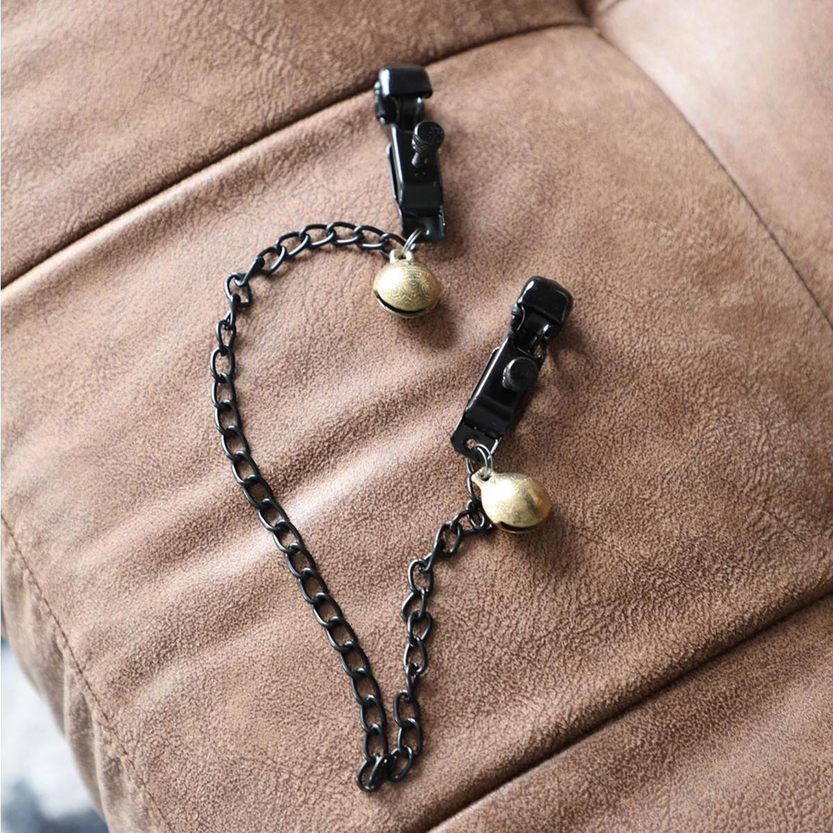 BDSM Chain Nipple Clamps with Elegant Brass Bells – Sensory Pleasure & Sound