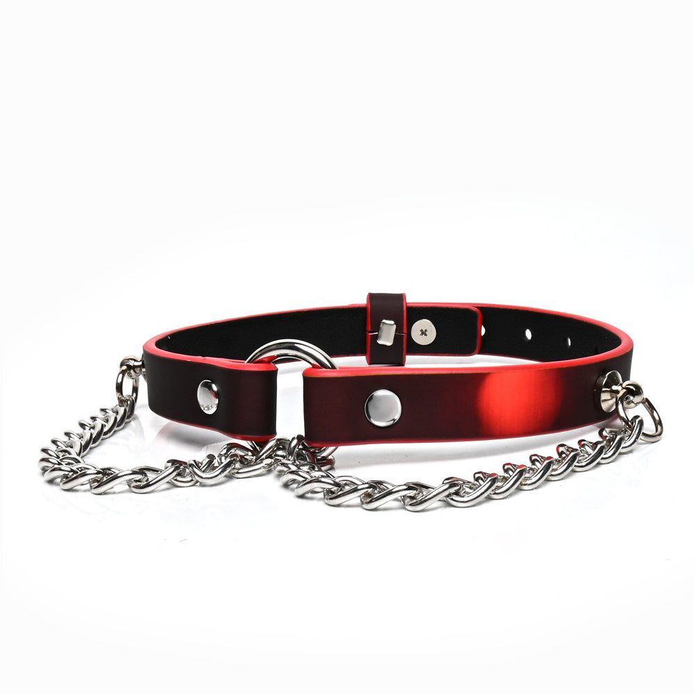Heat-Sensitive Color-Changing BDSM Collar with Dangling Chains & Leash