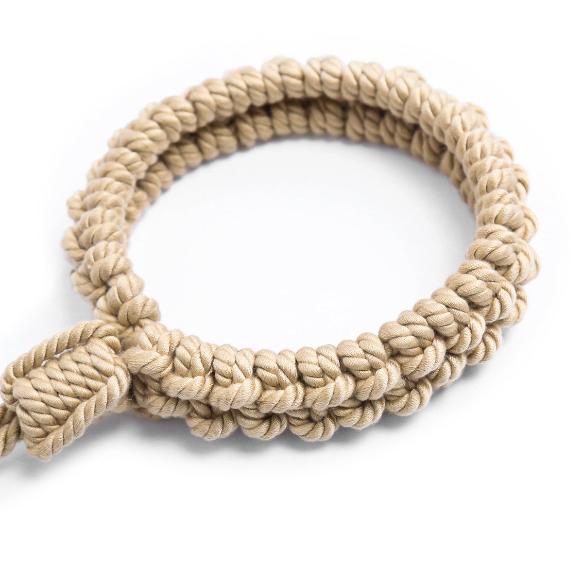 Shibari Cotton Rope Collar with Leash Beige