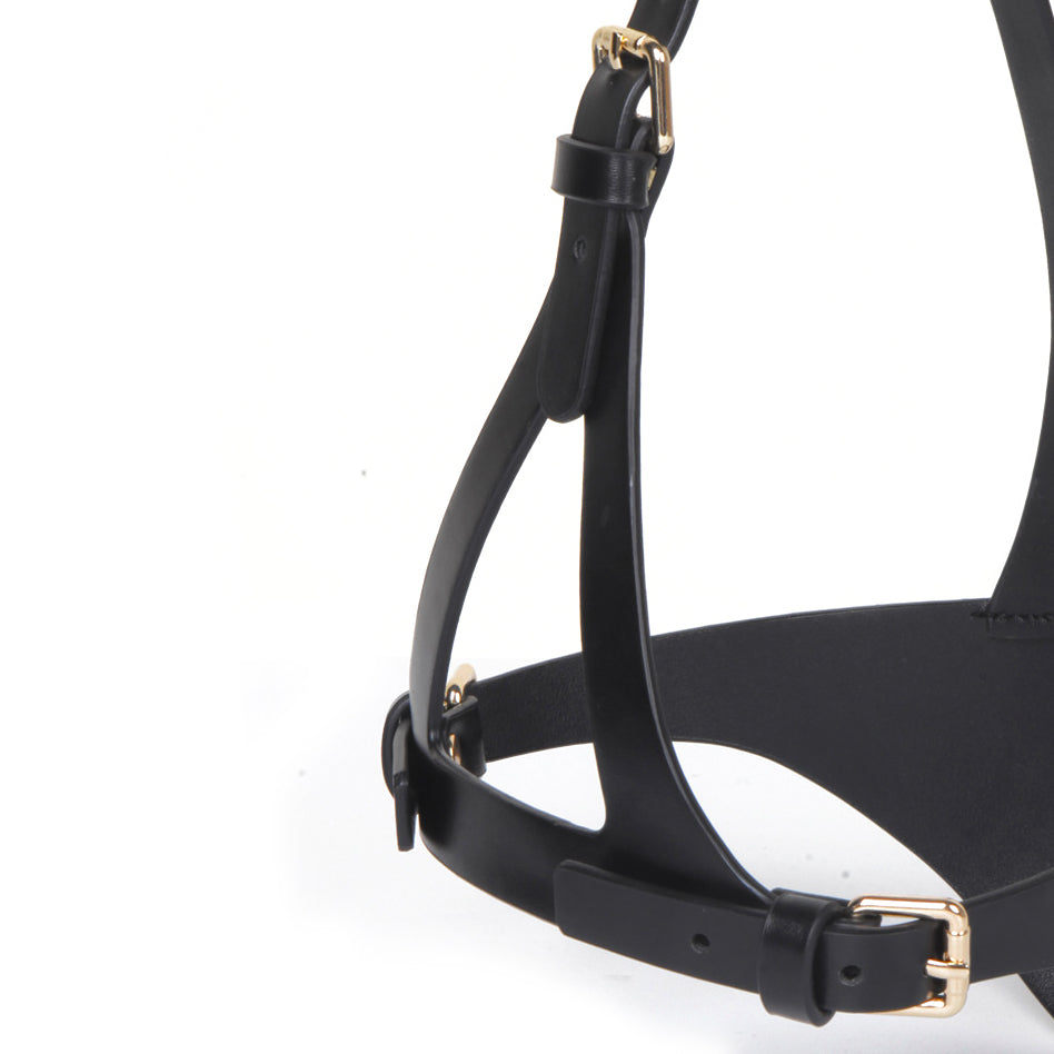 Half Hood Head Bondage Muzzle Mask with Leash
