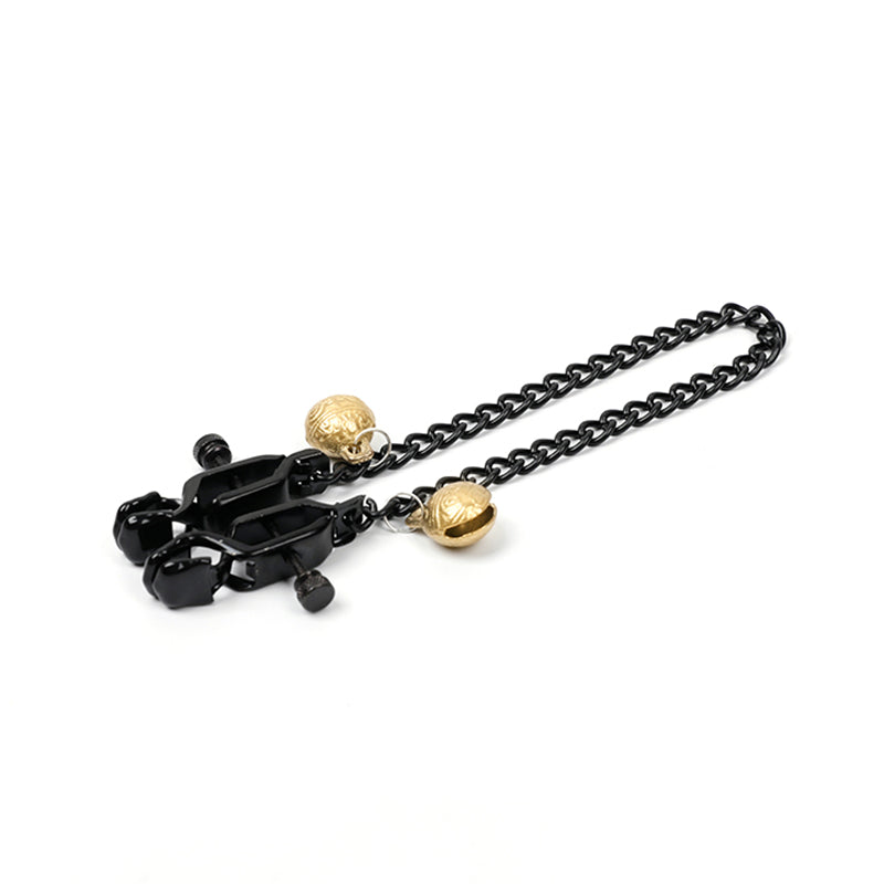 BDSM Chain Nipple Clamps with Elegant Brass Bells – Sensory Pleasure & Sound