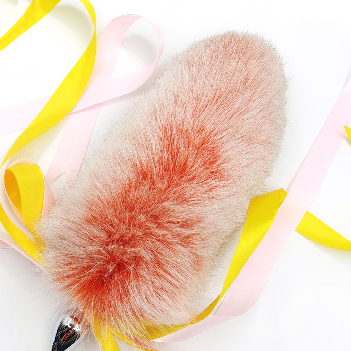 Detachable Elegant Fluffy Fox Tail Anal Butt Plug Orange & White