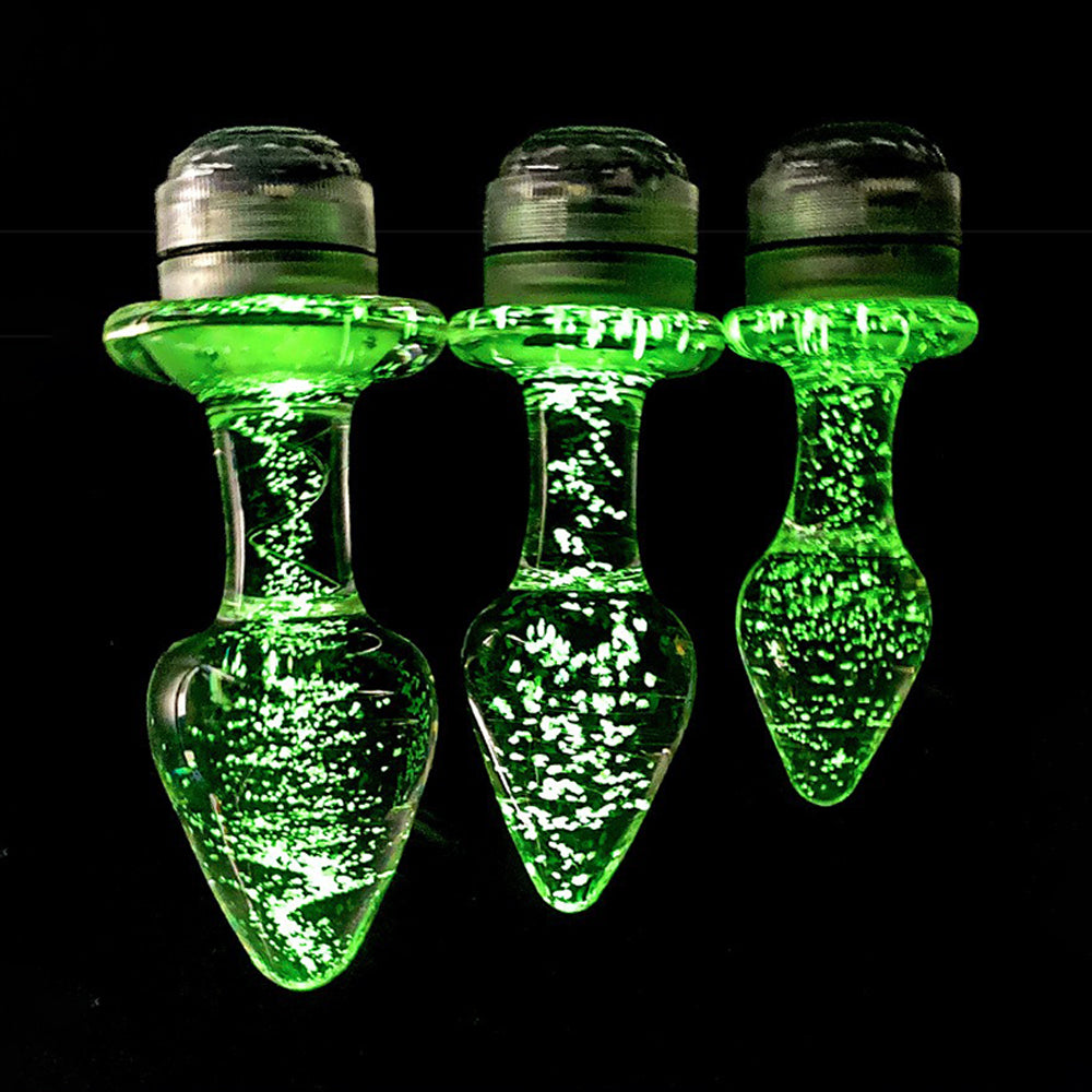 Vibrant LED Light Up Glass Butt Plug with Remote Control S/M/L sexymaker Vibrant LED Light Up Glass Butt Plug with Remote Control S/M/L sexymaker