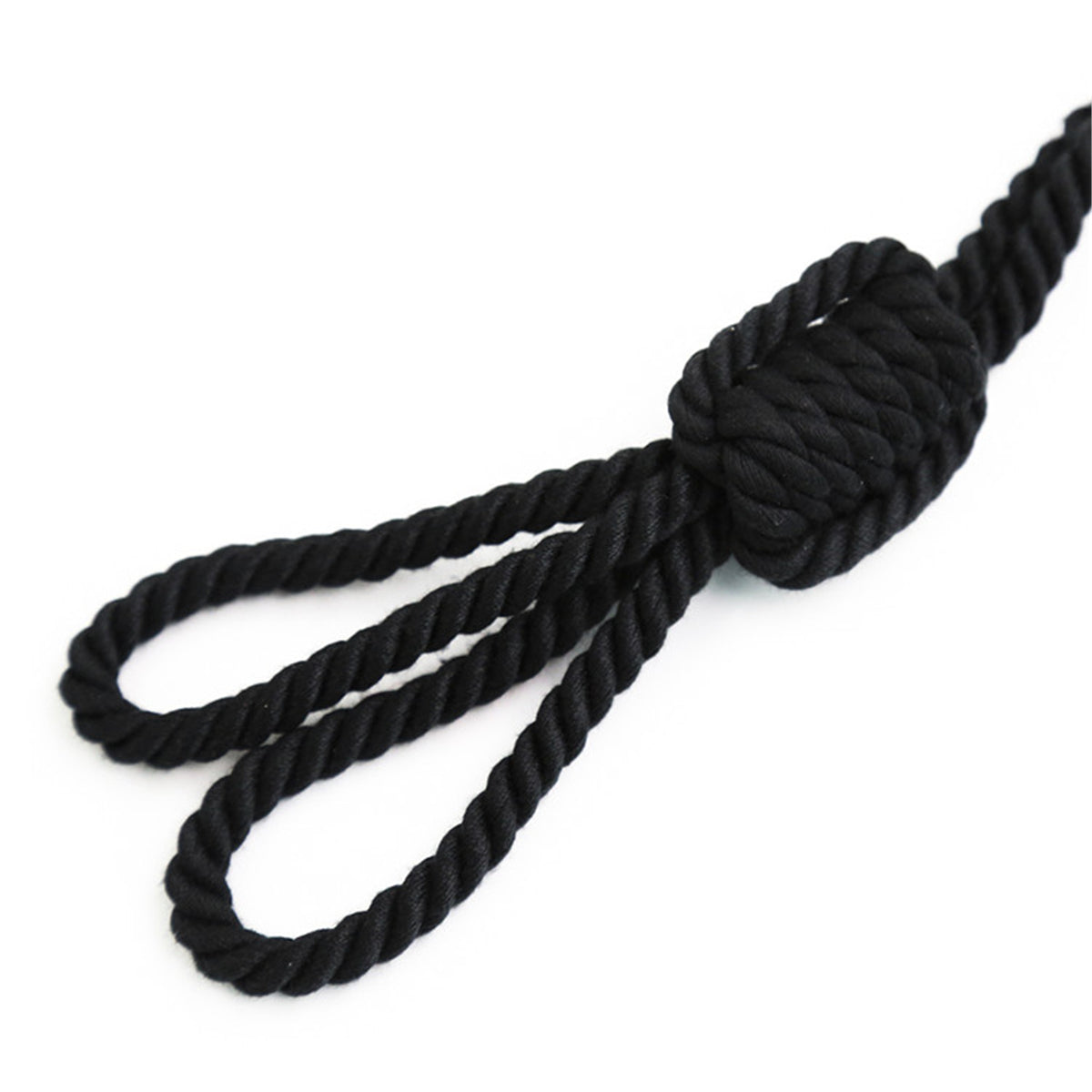 Soft Cotton Rope Bondage Wrist Cuffs with Leash Black