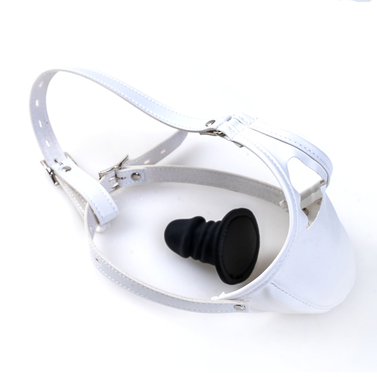 Deep Throat Fetish Hood: Vegan Leather Dildo Gag Mask