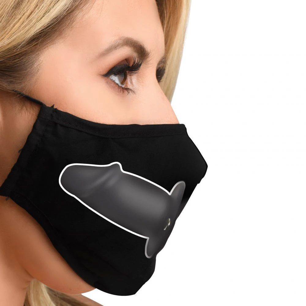 Mouth-Full Dildo Gag Face Mask - Breathable Mask with Siicone Dildo Gag
