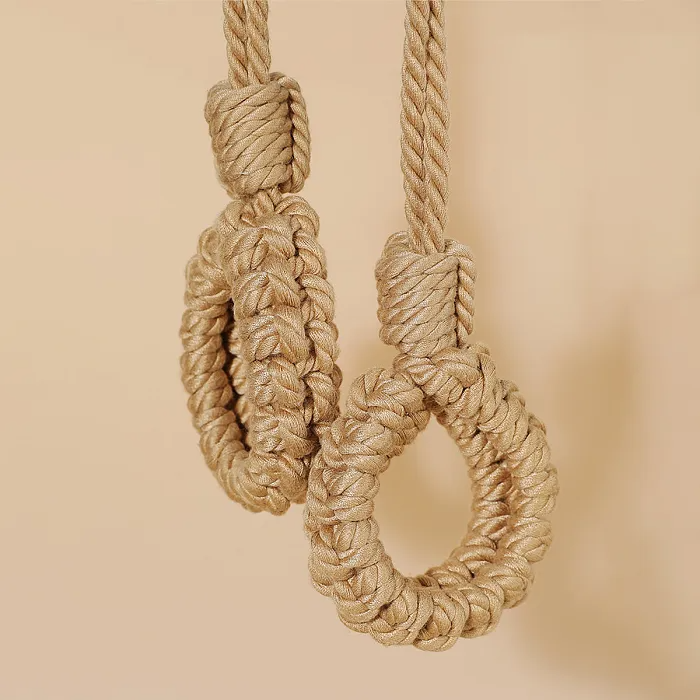 No-Escape Handcrafted Cotton Rope Cuffs - Soft Restraint Set (Beige)