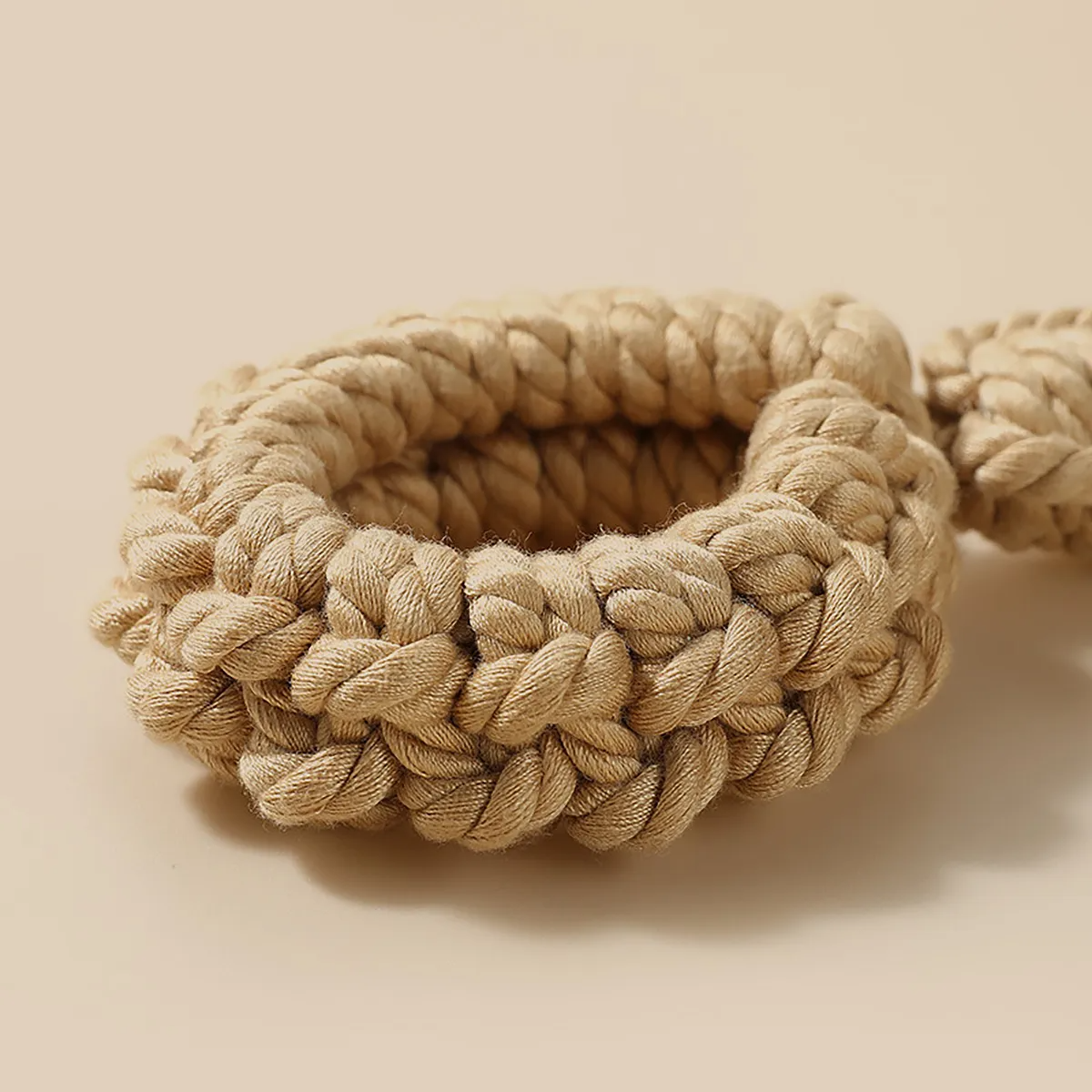 No-Escape Handcrafted Cotton Rope Cuffs - Soft Restraint Set (Beige)