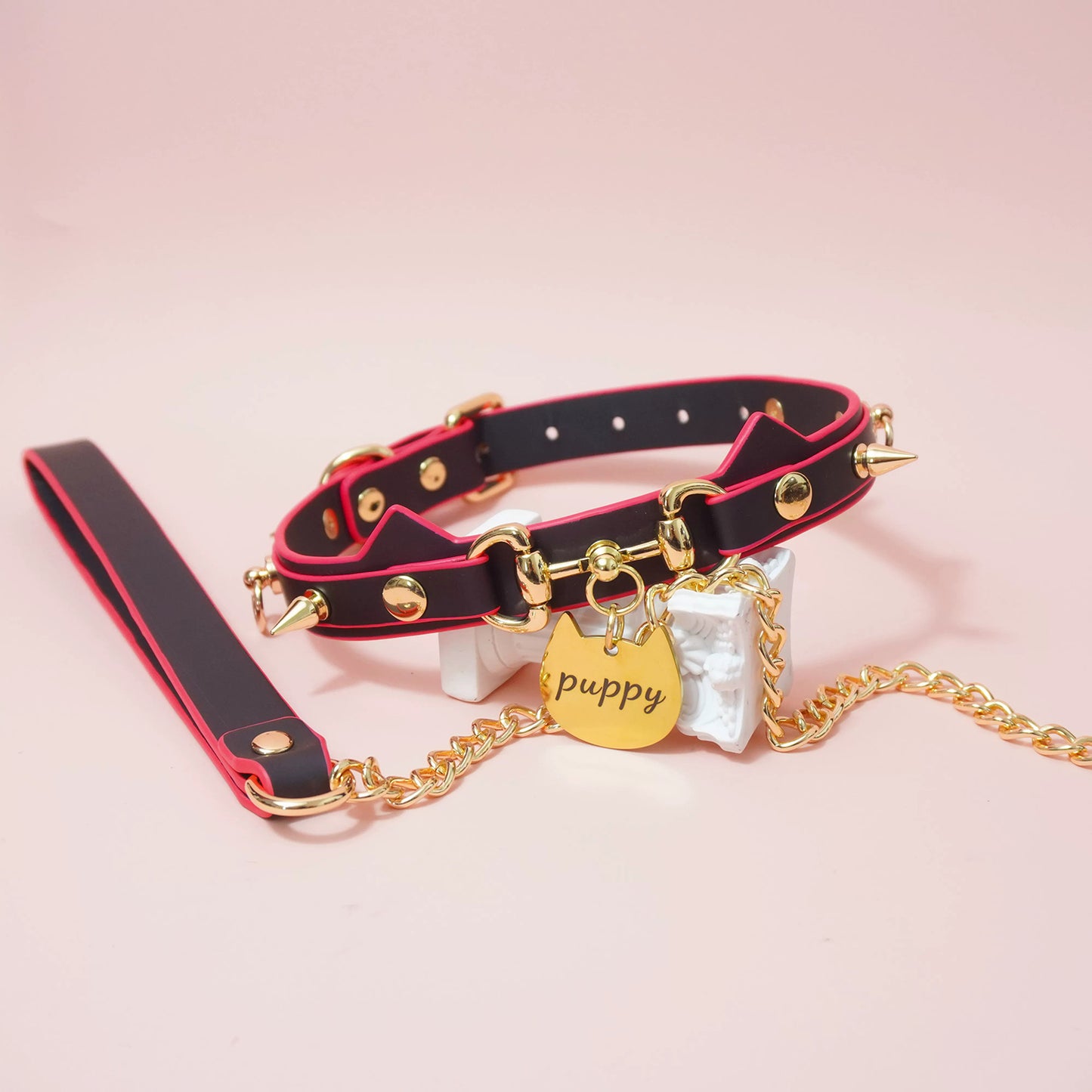 Heat-Reactive "Black to Red" Cat Ear Collar & Leash - Puppy Charm