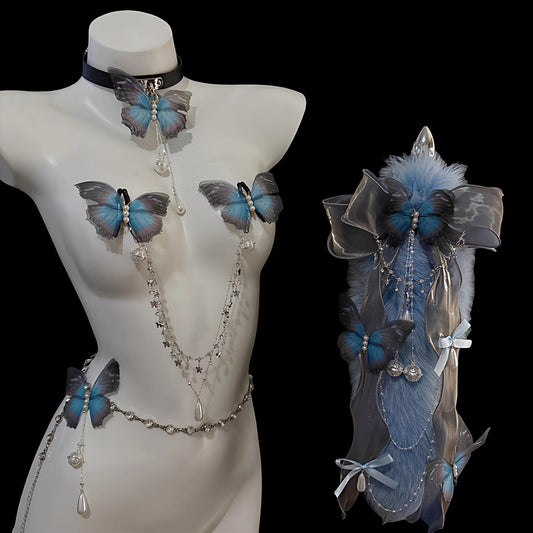 Blue Butterfly Seduction - Sensual Butterfly Motif Bondage Accessory Series