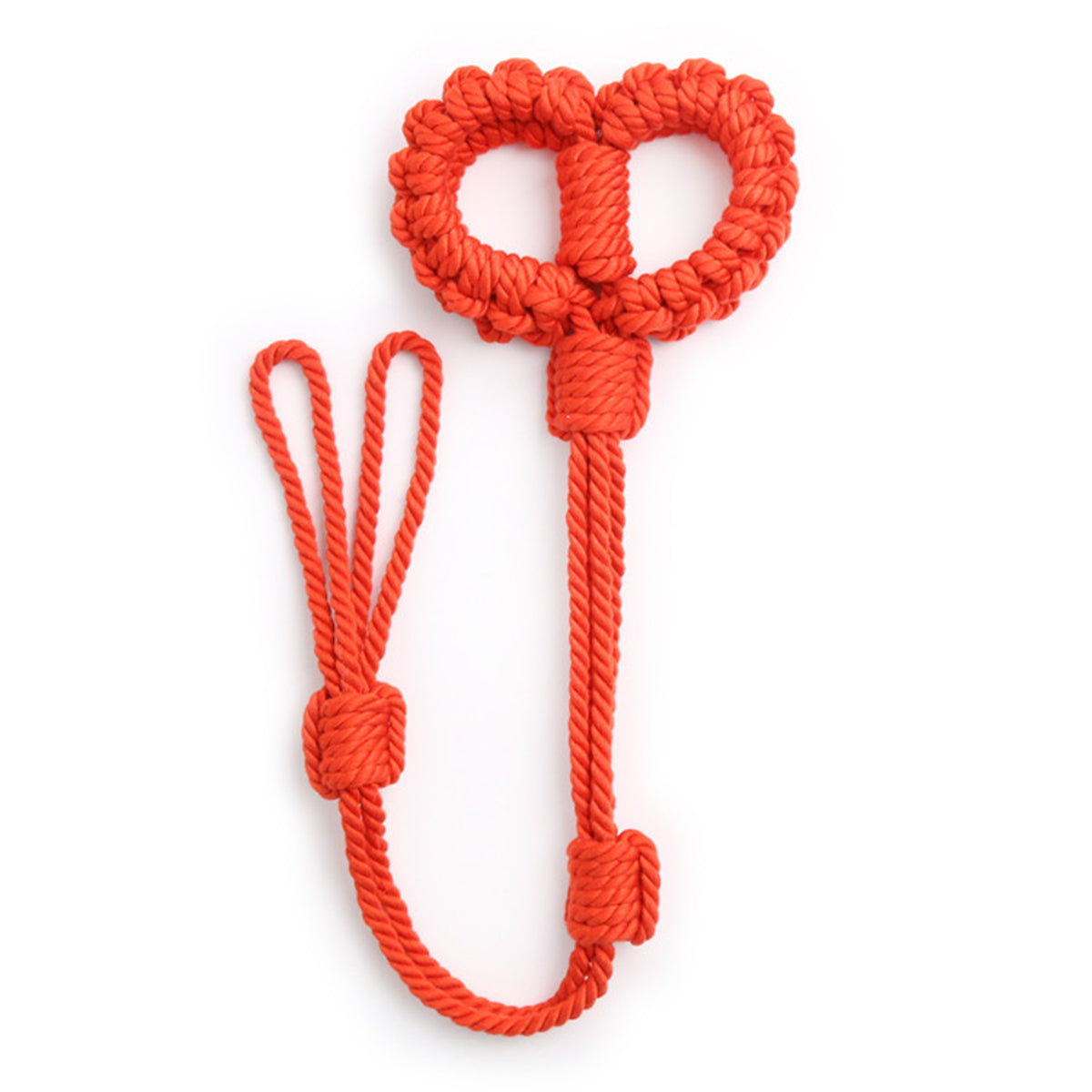Soft Cotton Rope Bondage Wrist Cuffs with Leash Red