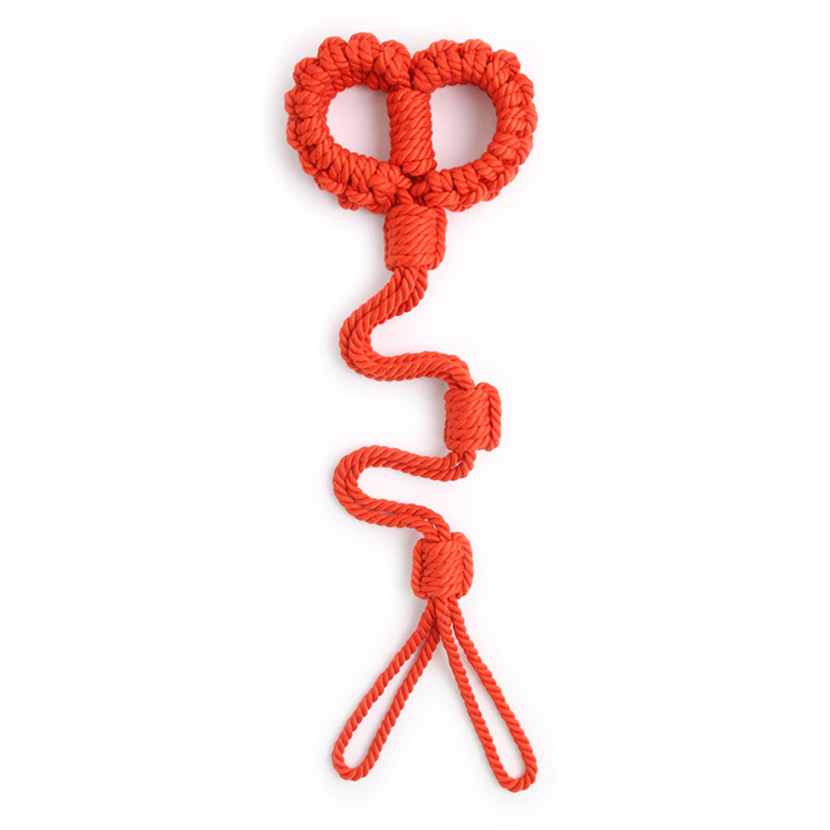 Soft Cotton Rope Bondage Wrist Cuffs with Leash Red