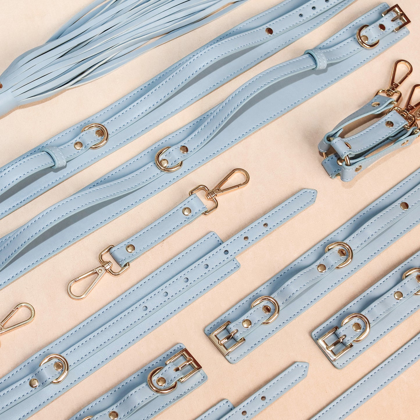 Sexy Elegant Pastel Blue BDSM Bondage 8-Piece Set