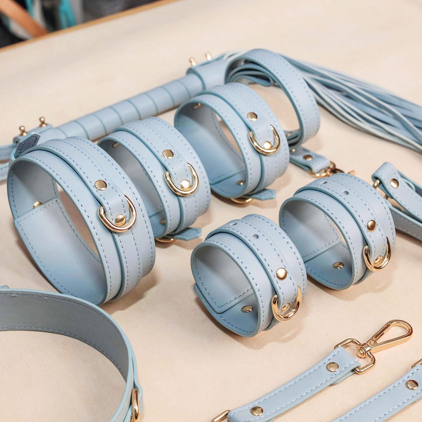 Sexy Elegant Pastel Blue BDSM Bondage 8-Piece Set