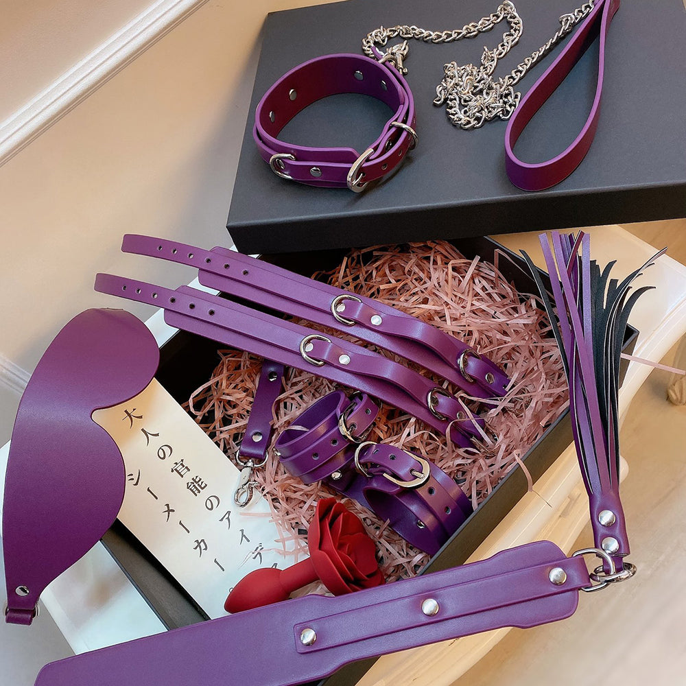 Elegant Slave Purple Complete Restraint Bondage 8-Piece Kit