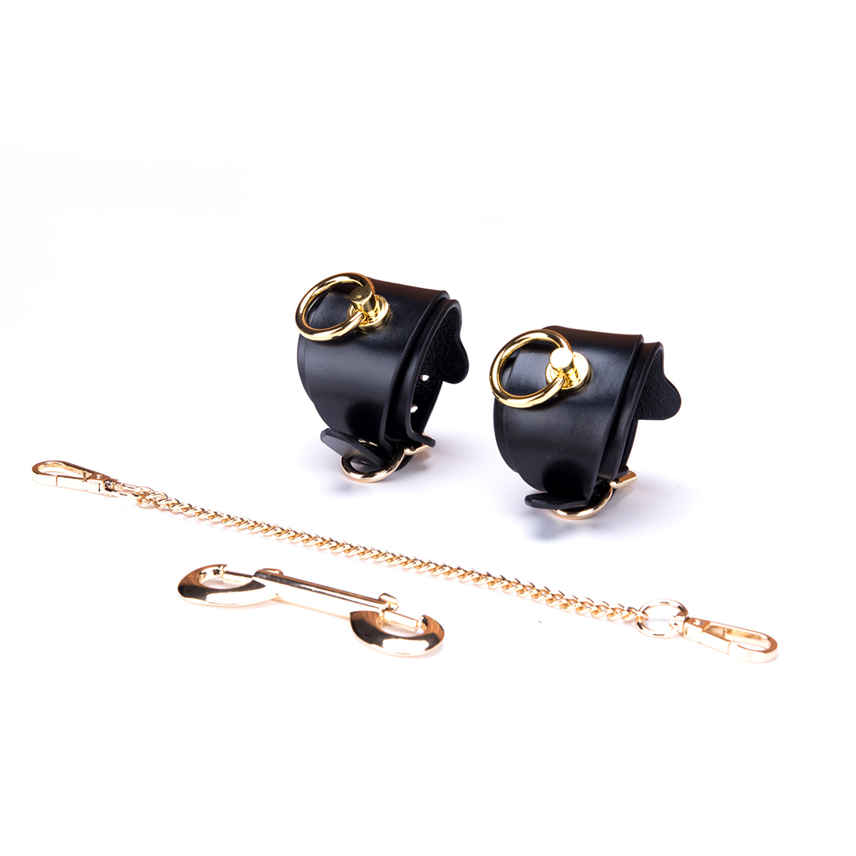 Crazy Wild Deluxe Leather Bondage Restraint Set 6-Piece Black