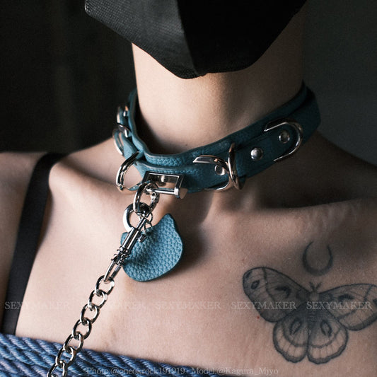 Peacock Blue Kitten Day Collar & Leash Set with Silver Cat Charm