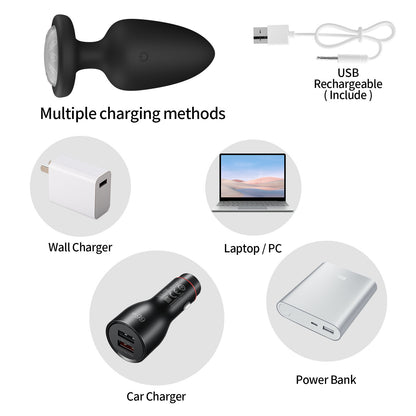 Remote-Controlled Light-Up Vibrating Anal Butt Plug with 10 Vibration Modes
