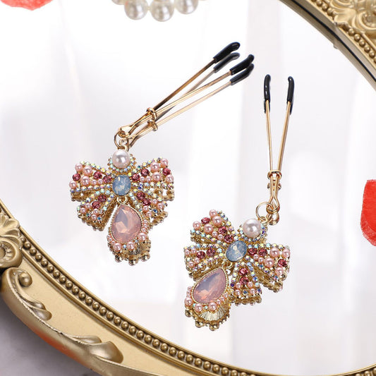 Exquisite Crystal Butterfly Pendant Nipple Clamps